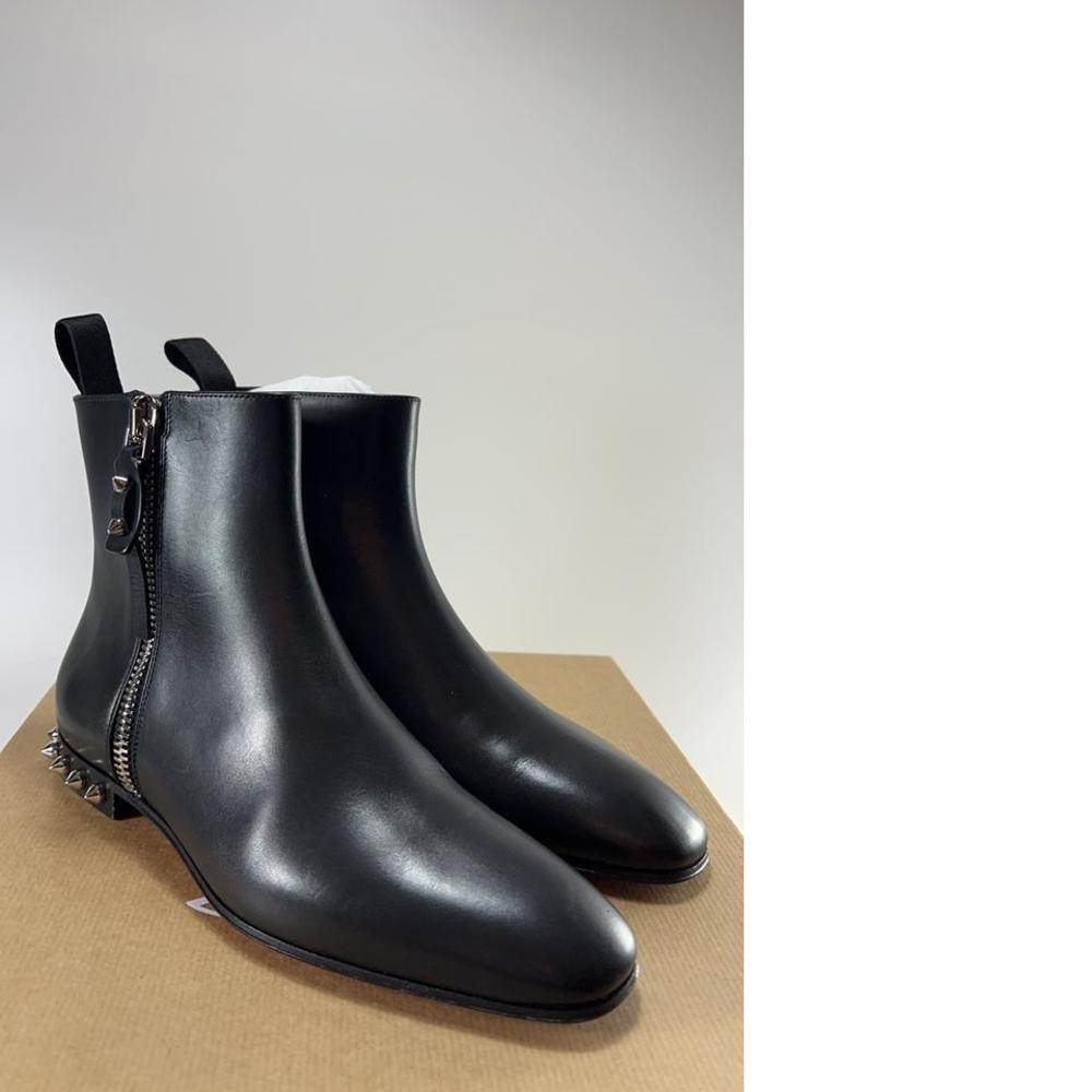 Roadirik Donna Flat Spike Studded Black Boots Booties E333